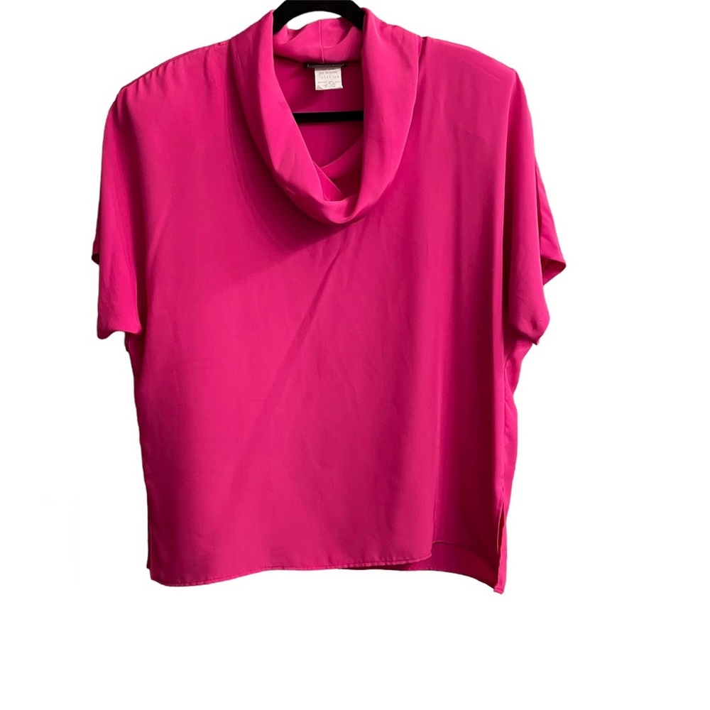 Thomas O. sport Fuchsia Pink Cowl Neck Short Sleeve Padded Shoulder Top Size 14W